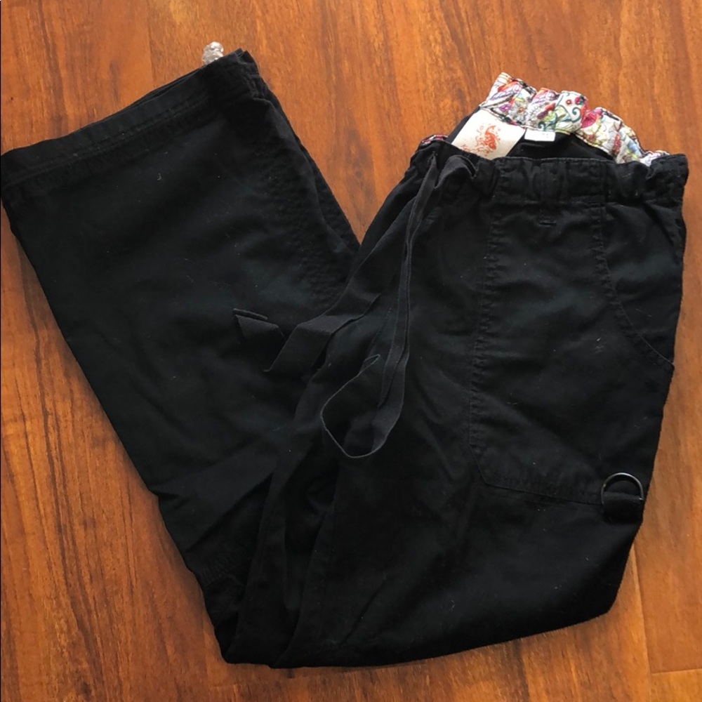 Petite black koi scrub pants cargo style